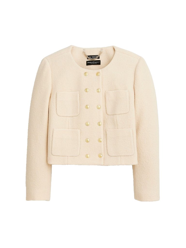 Nwt J.Crew Double-Breasted Lady Jacket In Dusty Ivory Italian Boiled Wool 4